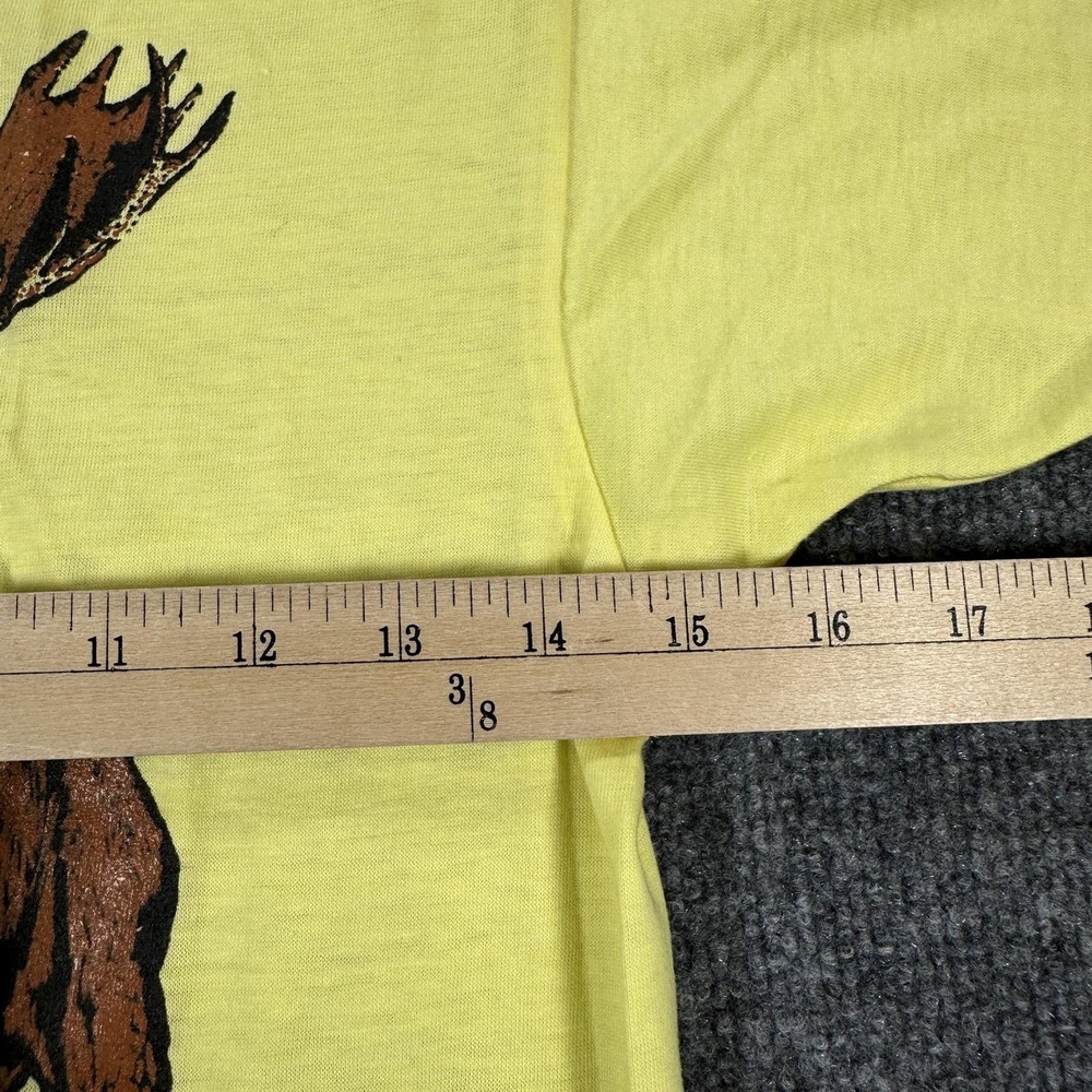 Vintage Maine Moose Shirt Mens Small Yellow Hanes 50/50 Graphic Made USA 80s - Picture 6 of 8